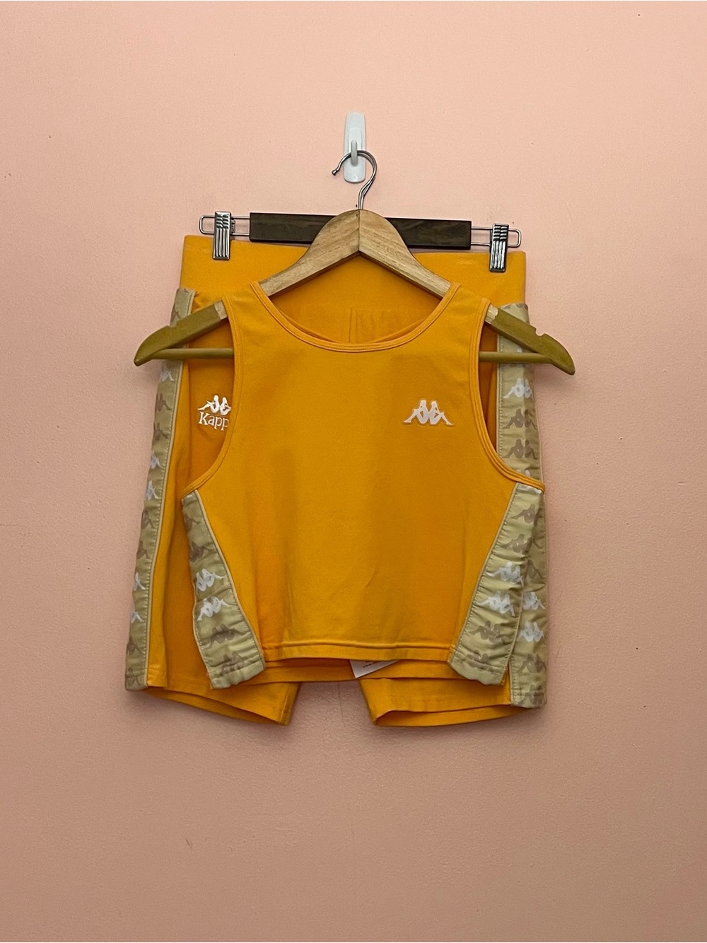 NWT Kappa Orange Two Piece Tank Top Bike Short Set XL